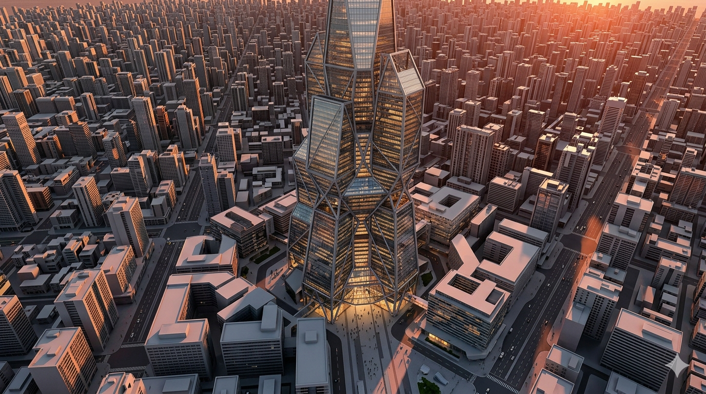High-rise tower massing — automated 3D from DXF